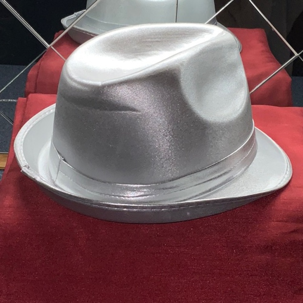 10/$10 Fun Silver Fedora Party Hat